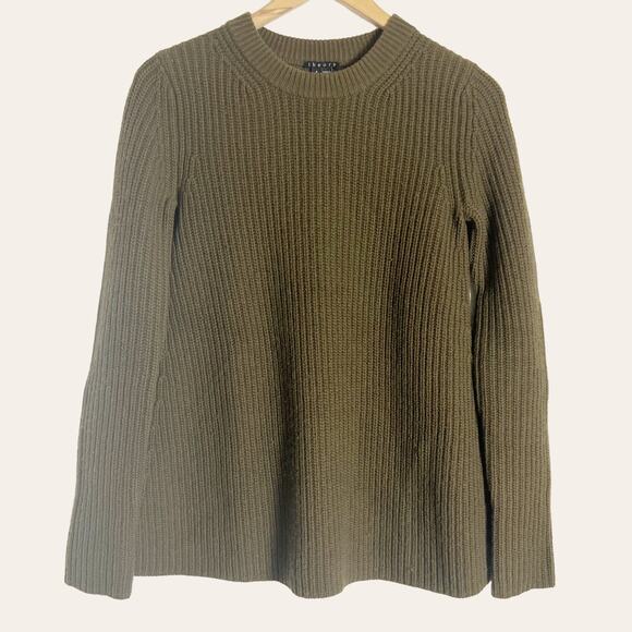 Theory Army Green Wool Cashmere Sweater Size Petite - Picture 1 of 6